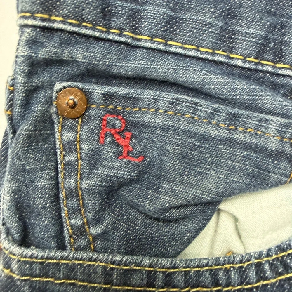 Y2K Polo Ralph Lauren Mens Dark Wash Jeans Red Pony Logo Straight Leg 30x30